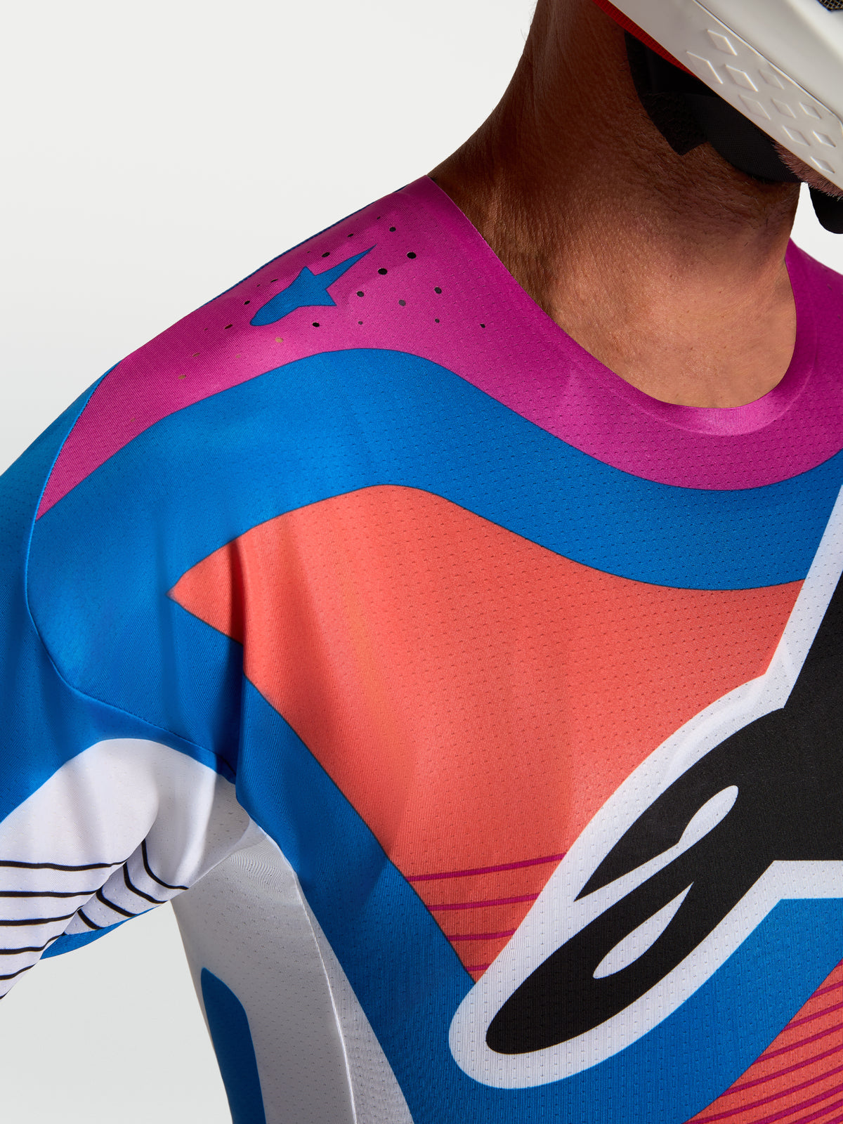 Maillot Alpinestars Techstar Maven - Blanc/Corail chaud/Bleu Blithe