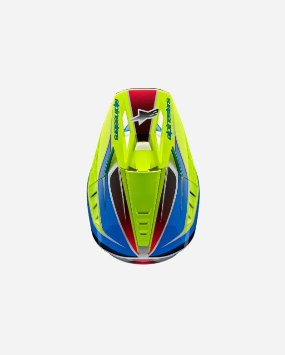Casque Alpinestars Supertech M5 Sail ece 22.06 - Jaune Fluo/Bleu émail/Argent Brillant