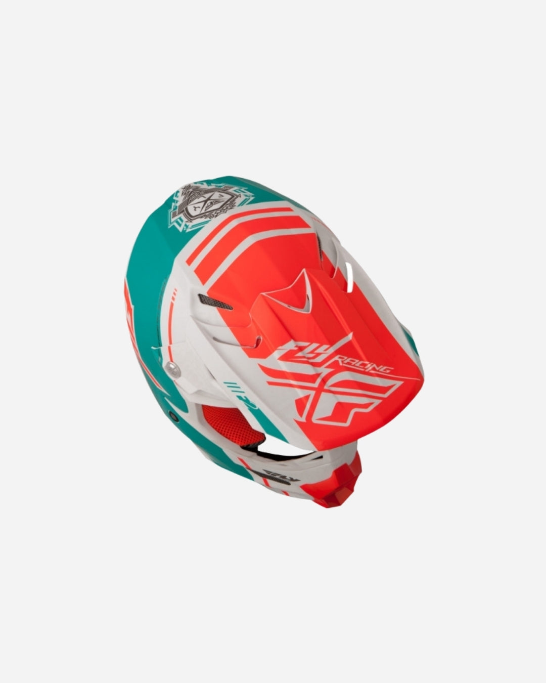 Fly Racing F2 Carbon-Helm – Entenweiß/Türkis/Orange