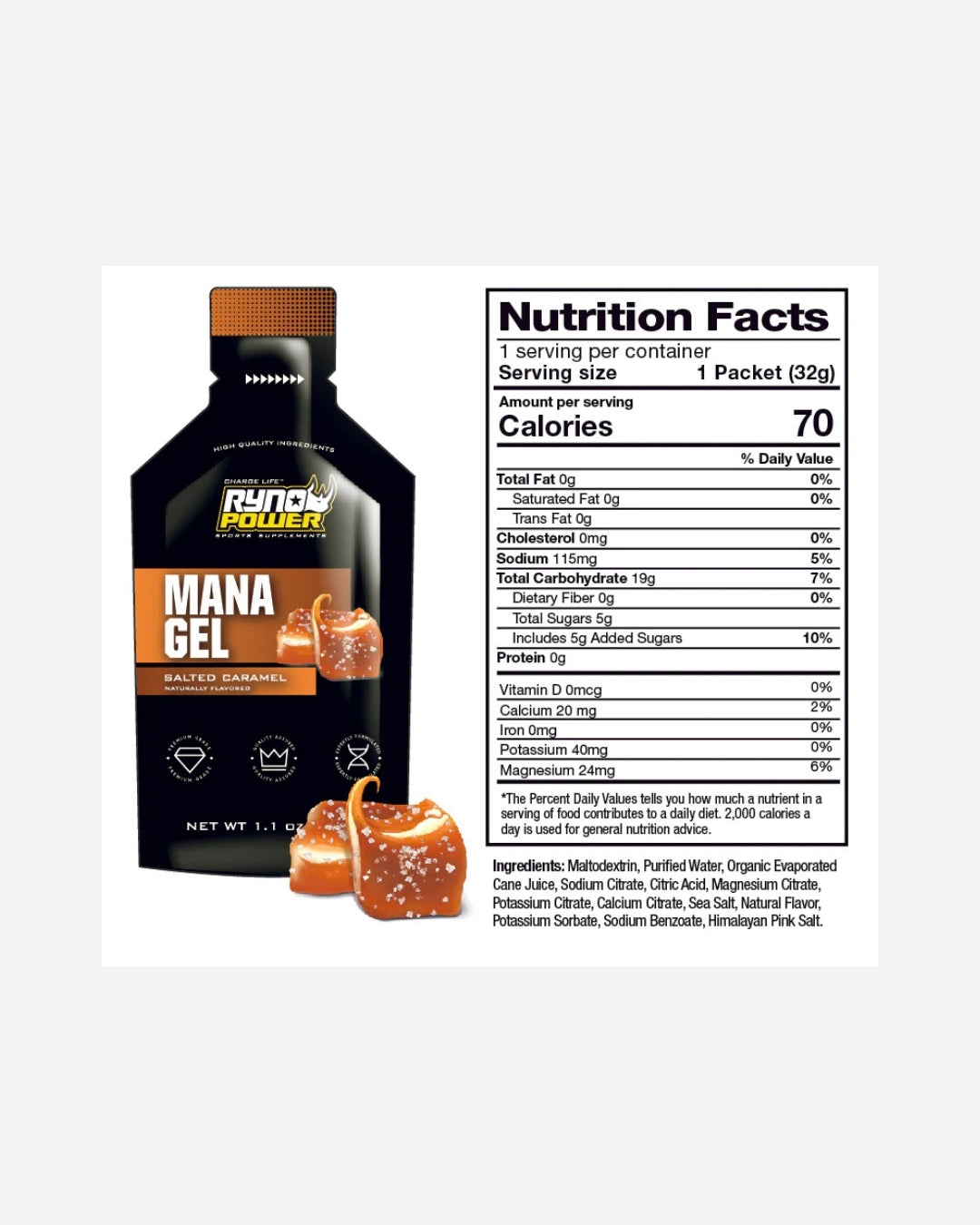 Gel Énergétique Ryno Power Mana - Caramel Salé