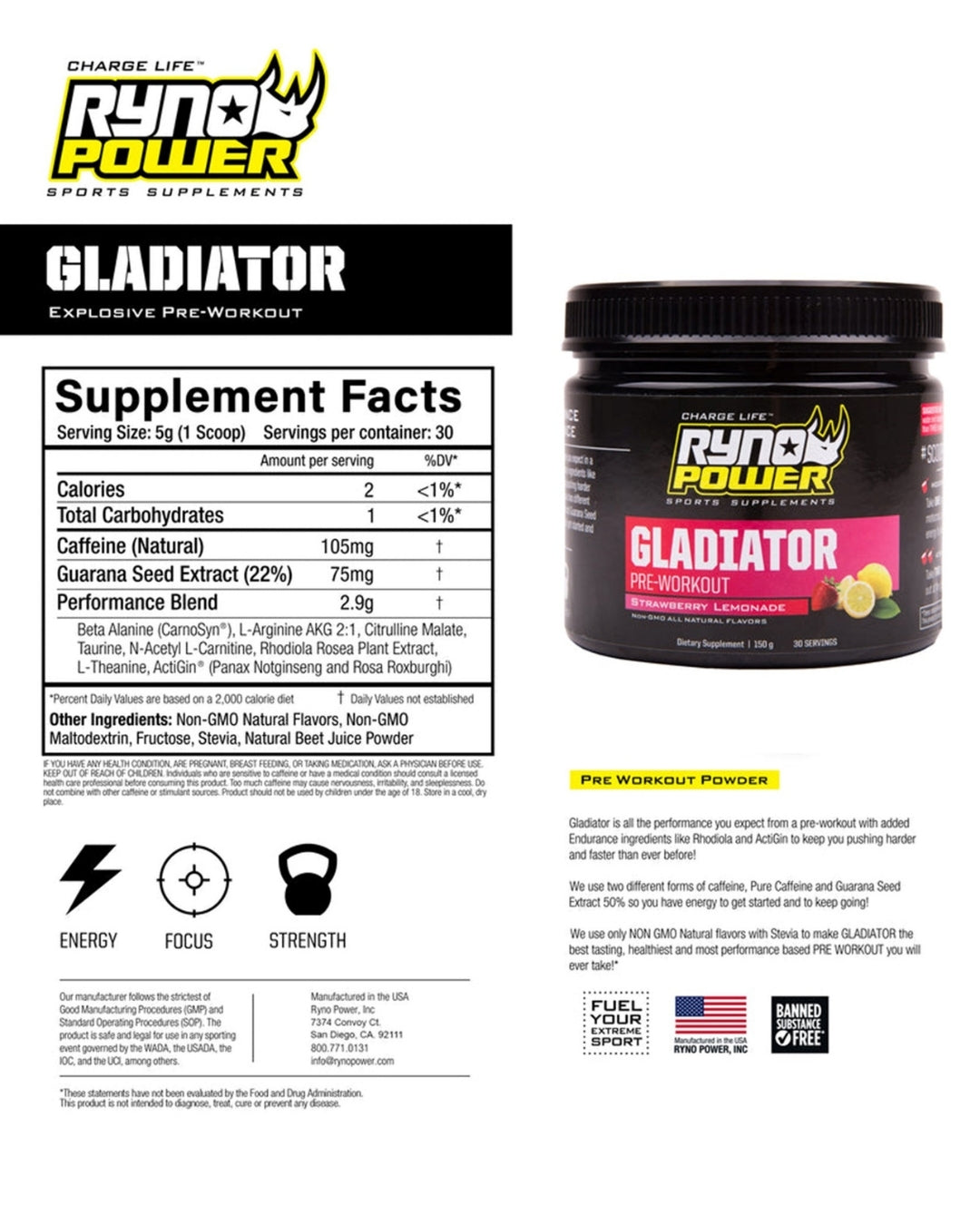 Pré-Workout Ryno Power Gladiator