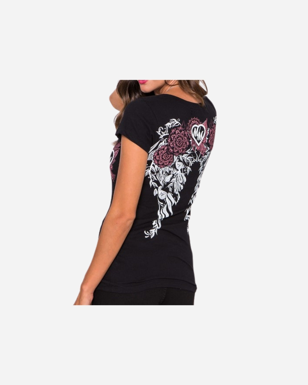 T-shirt Femme Metal Mulisha Fly Away col V - Noir