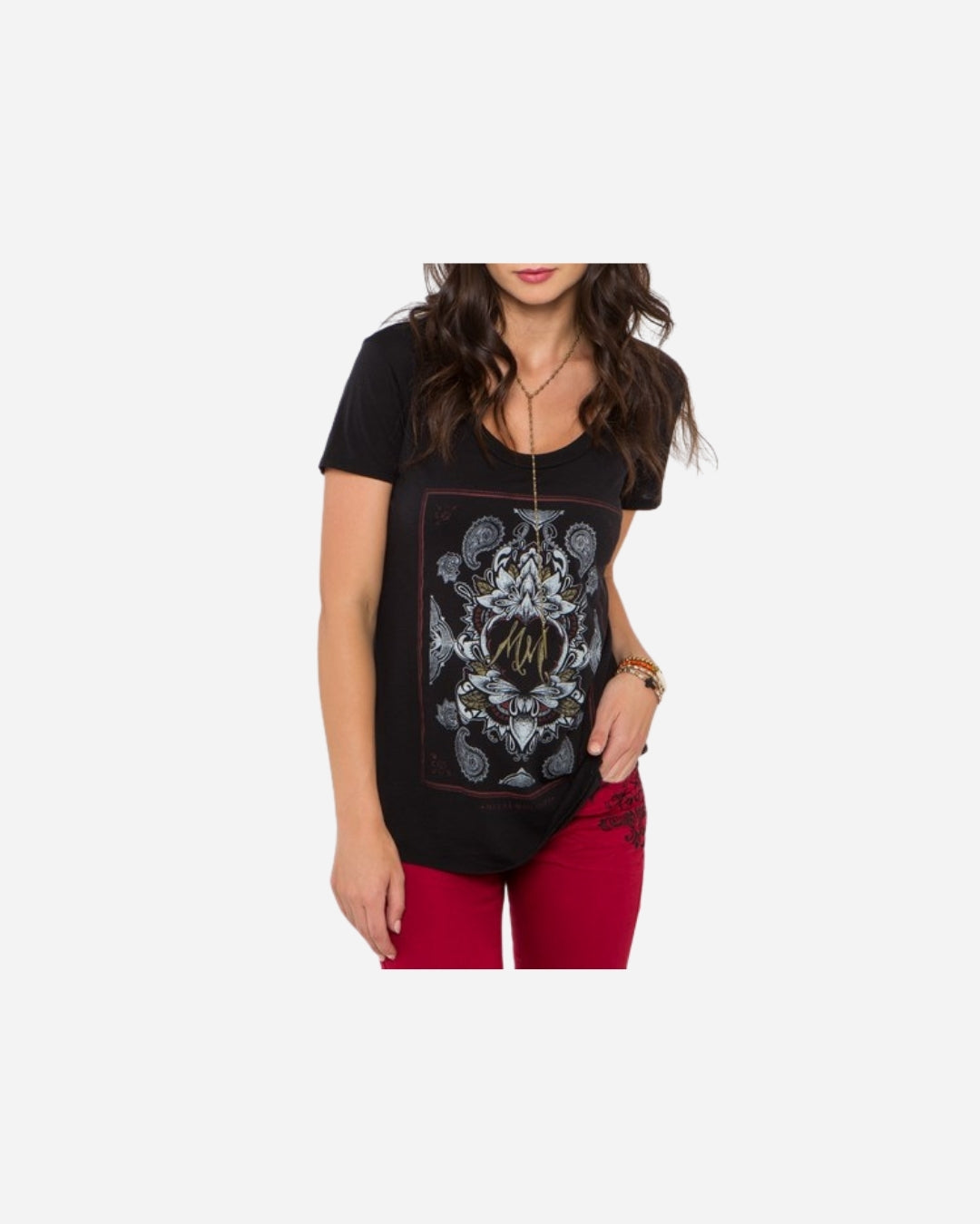 T-shirt Femme Metal Mulisha Blocked col dégagé - Noir