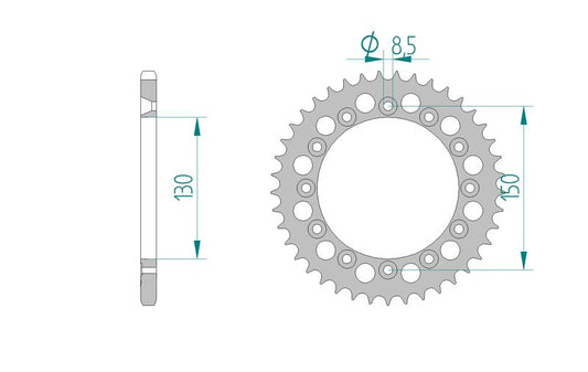 Couronne AFAM aluminium 11304 - 50 dents
