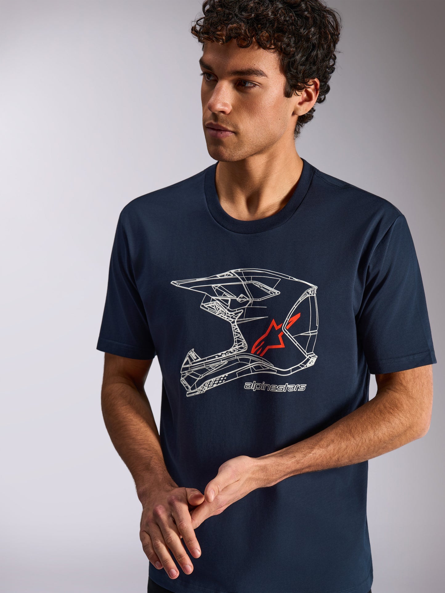 T-Shirt manches courtes Alpinestars MX Helmet CSF - Bleu marine