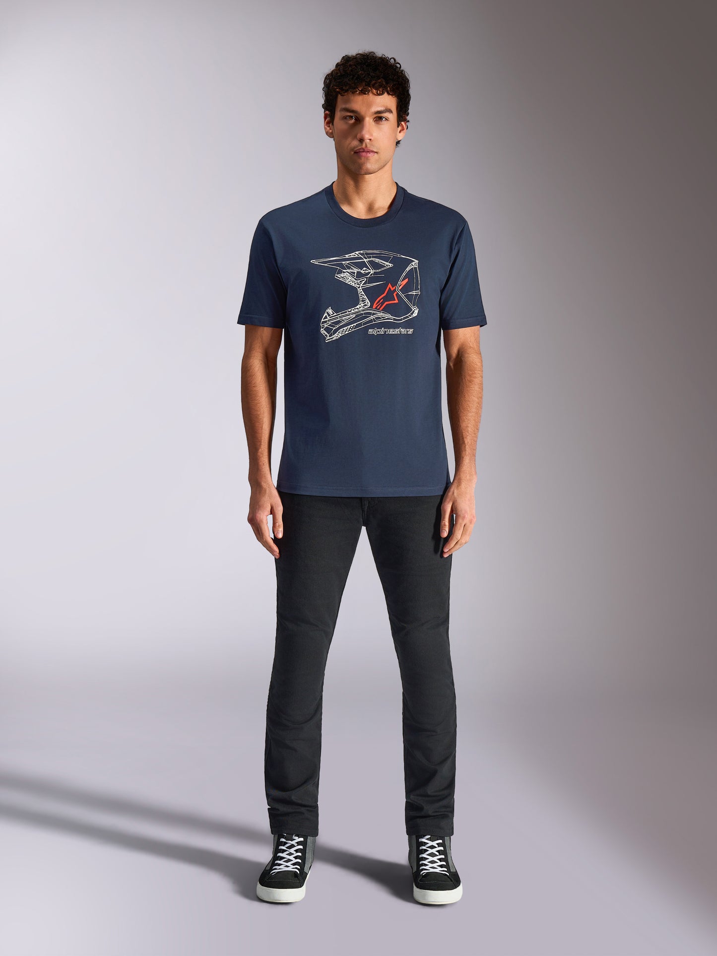 T-Shirt manches courtes Alpinestars MX Helmet CSF - Bleu marine