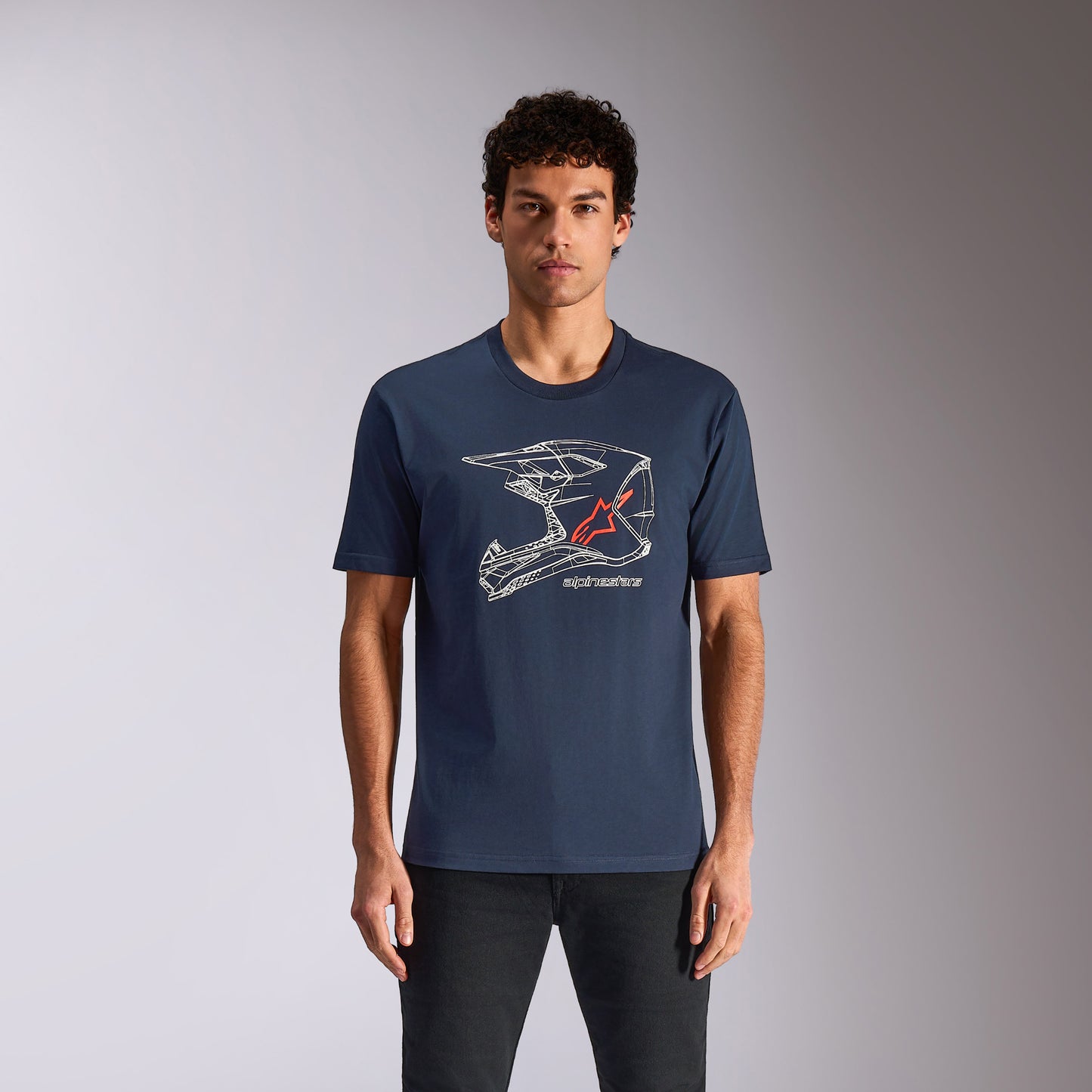 T-Shirt manches courtes Alpinestars MX Helmet CSF - Bleu marine