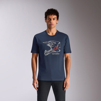T-Shirt manches courtes Alpinestars MX Helmet CSF - Bleu marine