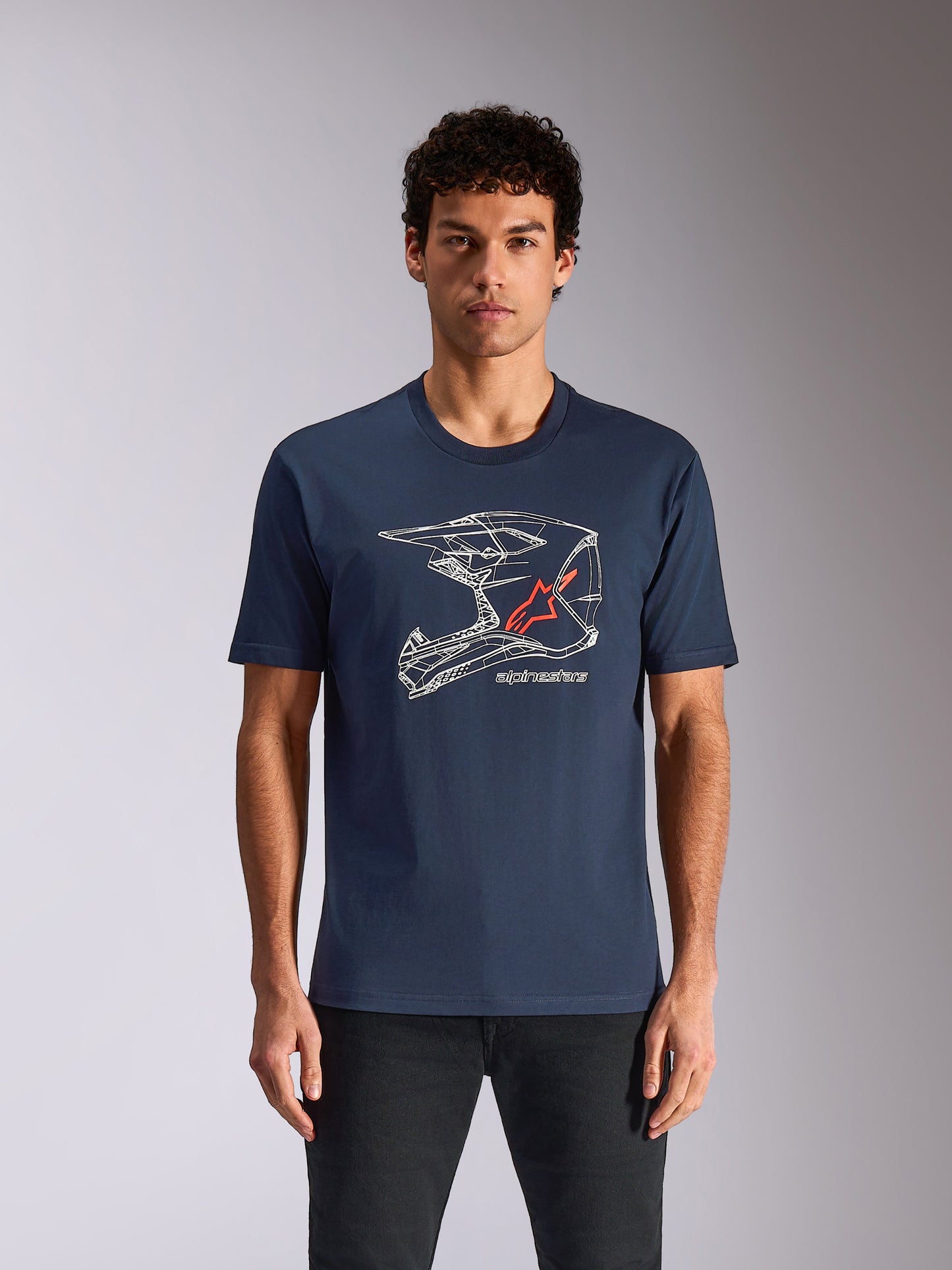 T-Shirt manches courtes Alpinestars MX Helmet CSF - Bleu marine