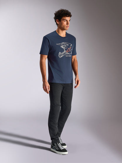 T-Shirt manches courtes Alpinestars MX Helmet CSF - Bleu marine