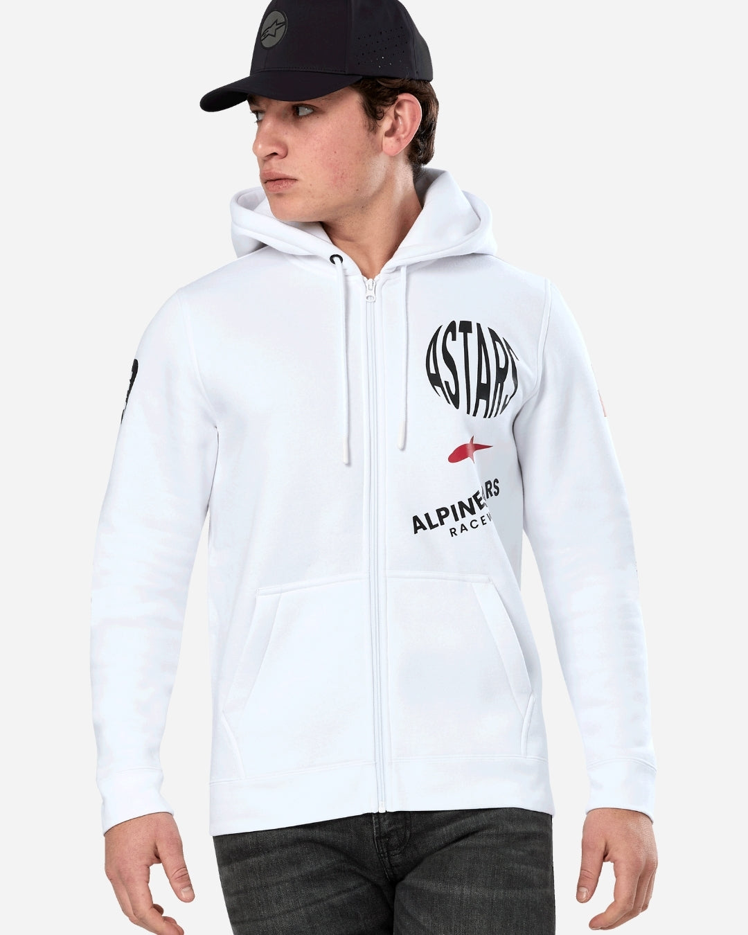 Sweat à capuche zippé Alpinestars Variegate - Blanc