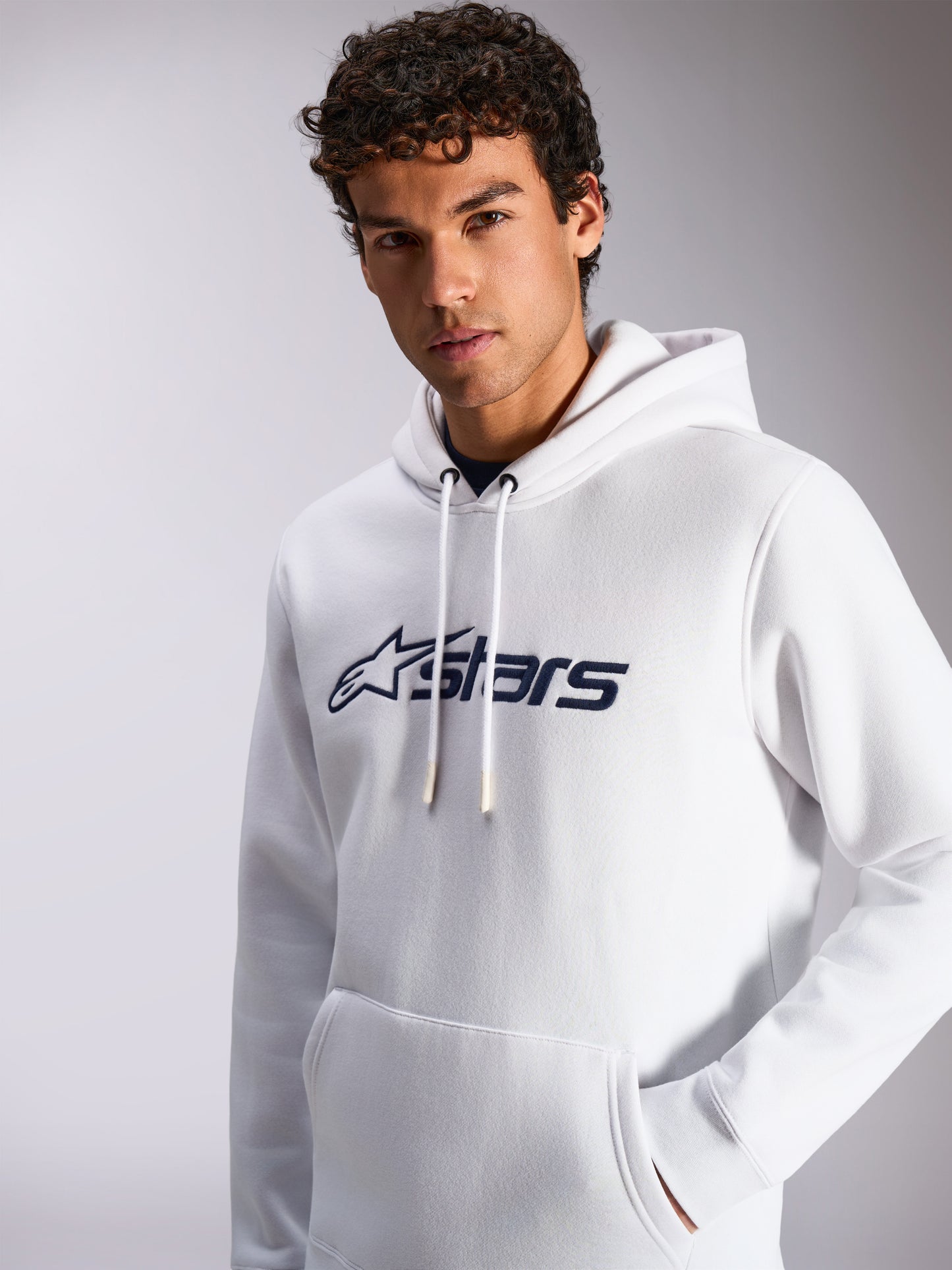 Felpa con cappuccio Alpinestars Blaze V3 - Bianco/Blu navy