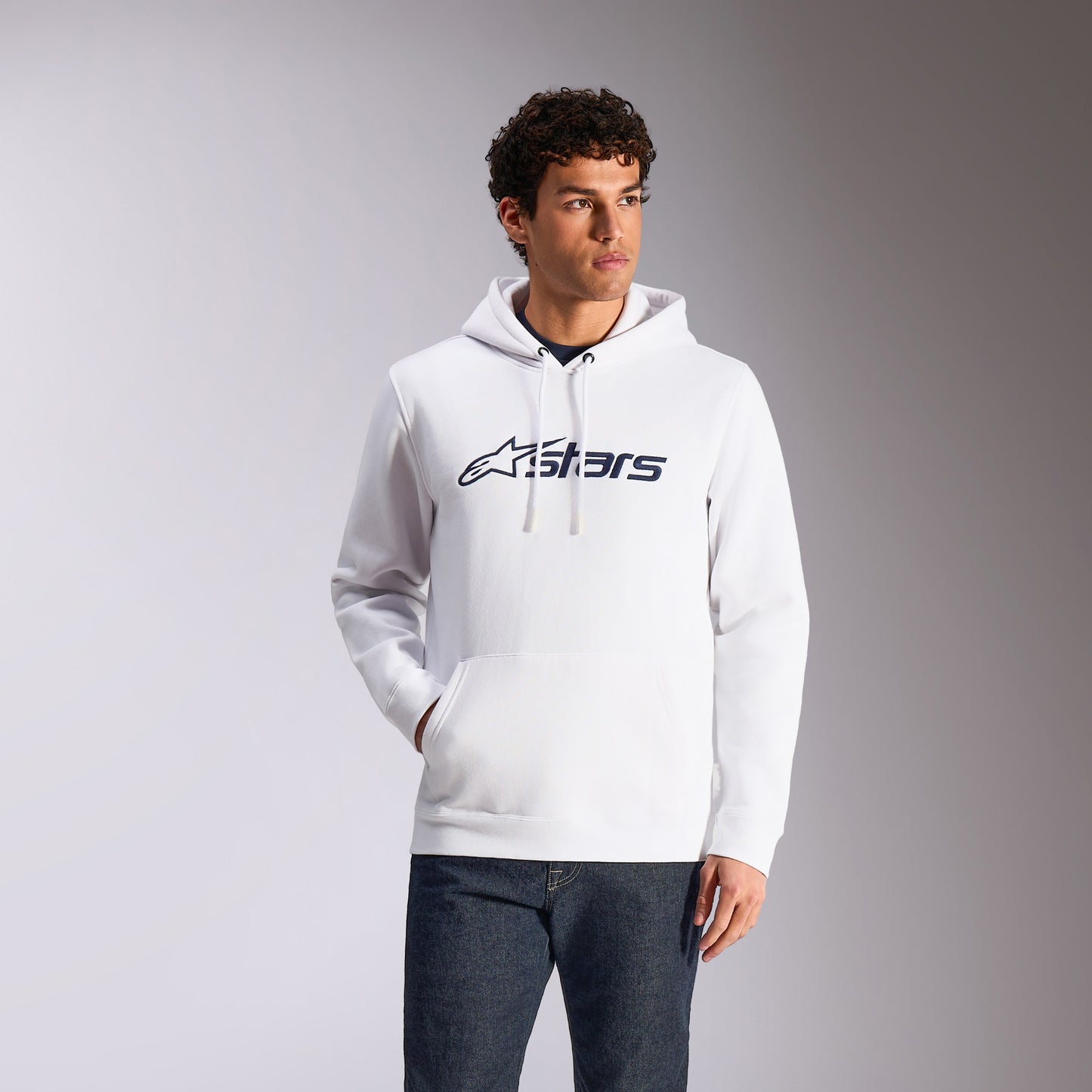 Felpa con cappuccio Alpinestars Blaze V3 - Bianco/Blu navy