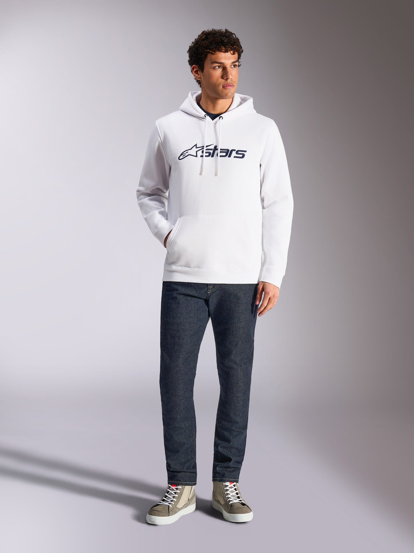 Felpa con cappuccio Alpinestars Blaze V3 - Bianco/Blu navy