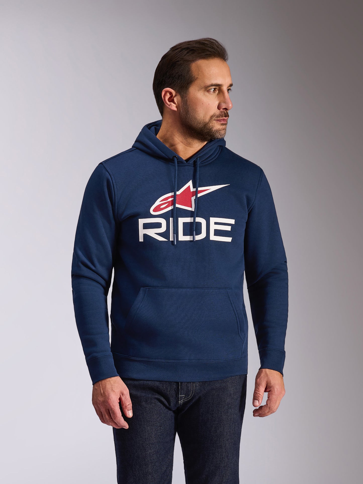 Felpa con cappuccio Alpinestars Ride V3 - Blu navy/Bianco/Rosso