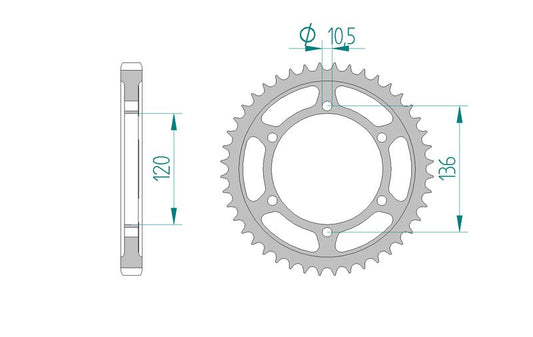 Couronne AFAM 12507 - 44 dents