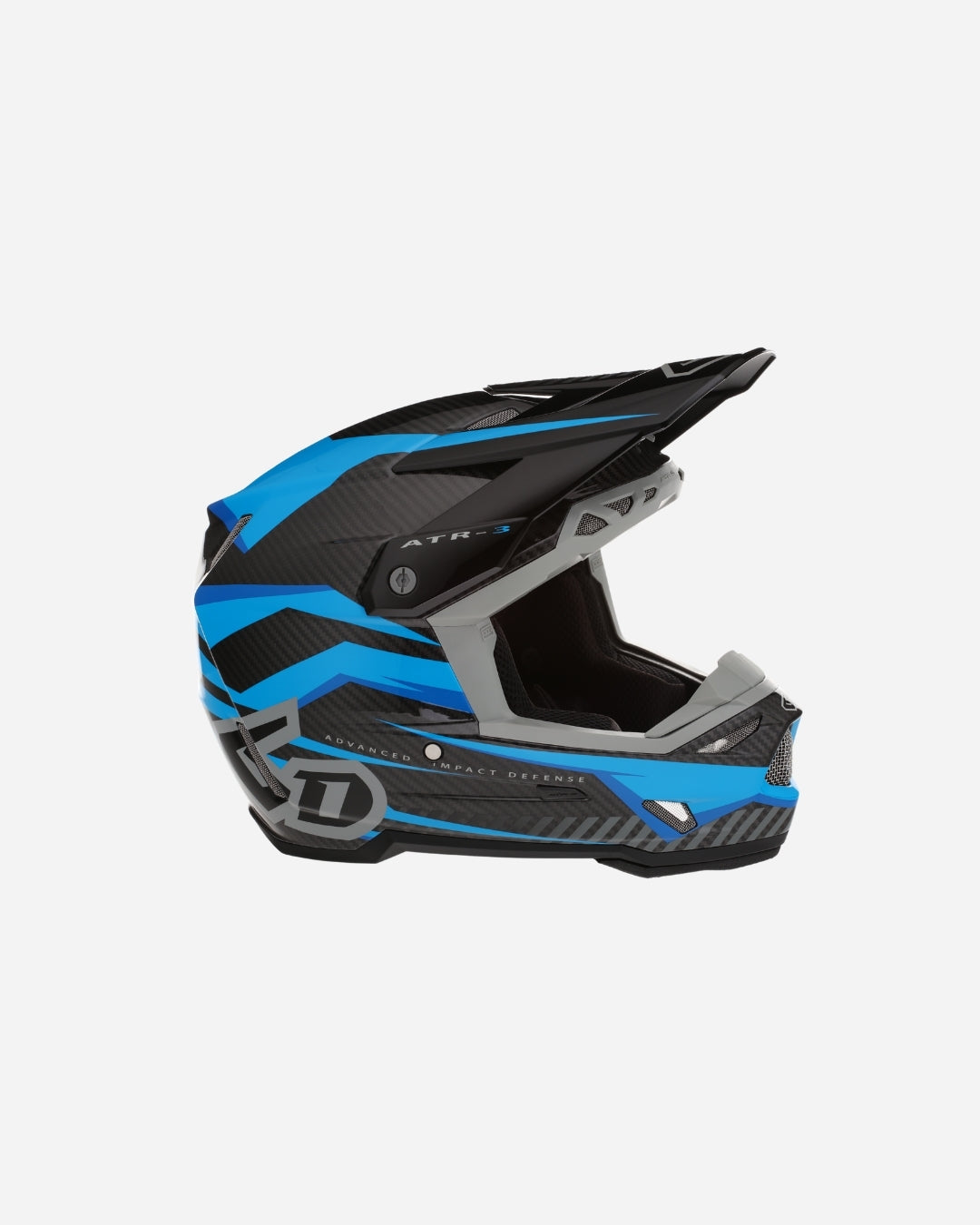 Helm 6D ATR-3 Rival Graphic - Cyan Glanz (FIM-homologiert)