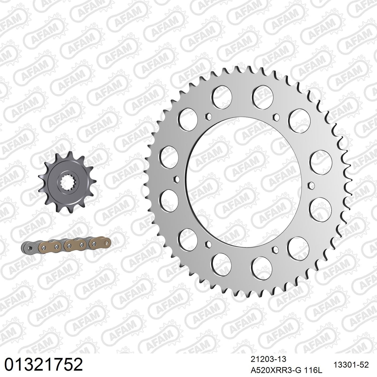 Kit chaîne AFAM aluminium Yamaha DT 200 WR (1991-1997)