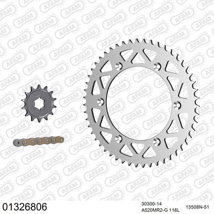 Kit chaîne AFAM aluminium Yamaha YZ 250 (1990-1993)
