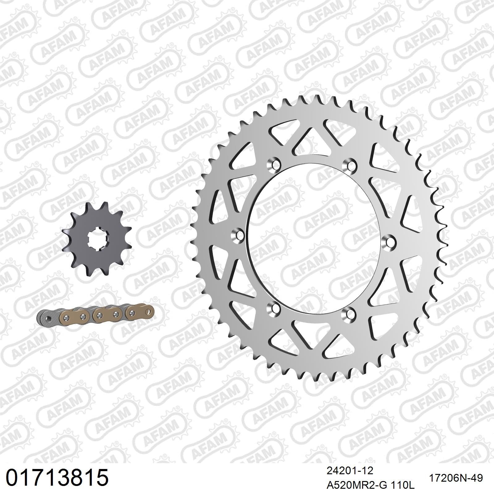 Kit chaîne AFAM aluminium Kawasaki KX 125 (2000-2002)