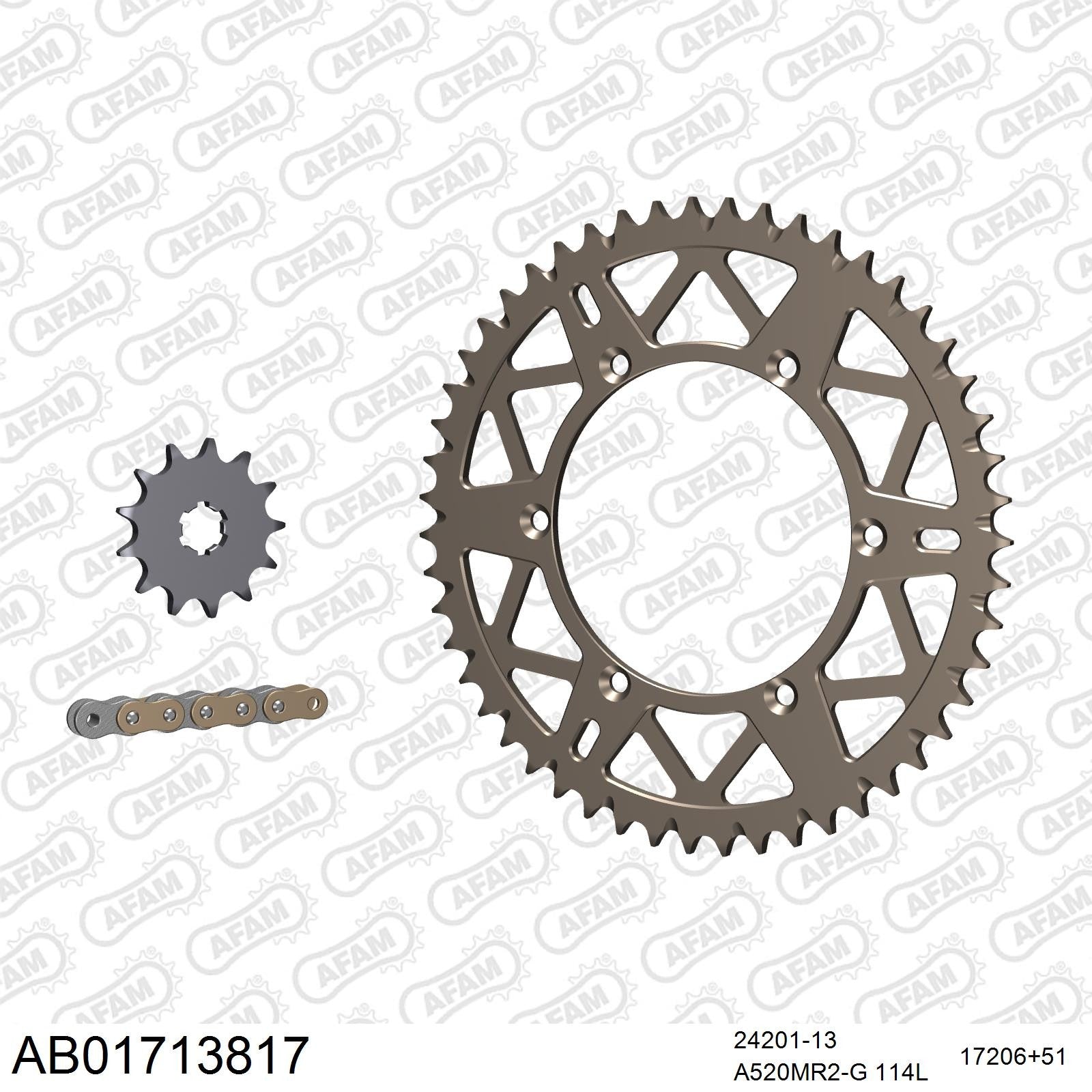 Kit chaîne AFAM aluminium Kawasaki KX 125 (2004-2008)