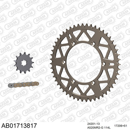 Kit chaîne AFAM aluminium Kawasaki KX 125 (2004-2008)