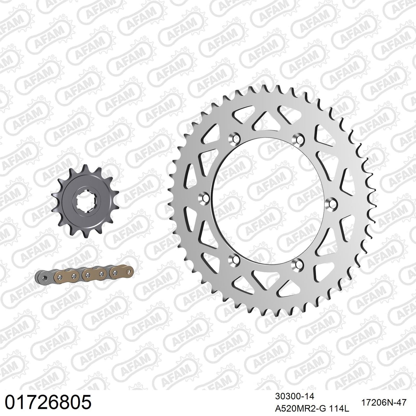 Kit chaîne AFAM aluminium Kawasaki KX 250 (1987-1989)