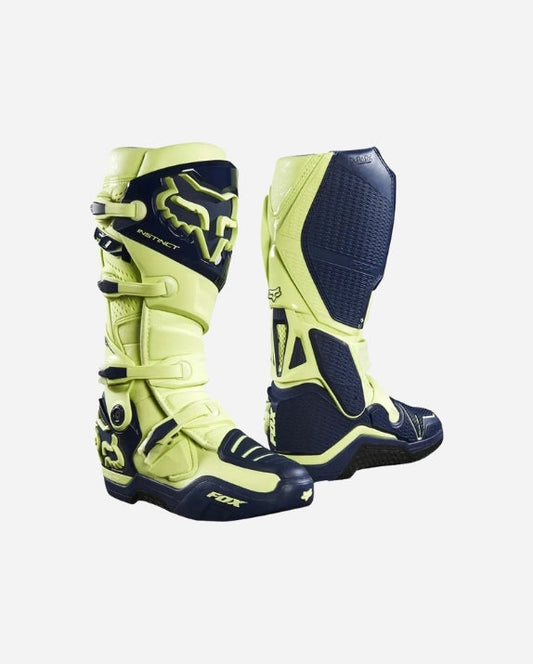 Bottes Édition Limitée Fox Racing Instinct Libra - Bleu marine/Jaune