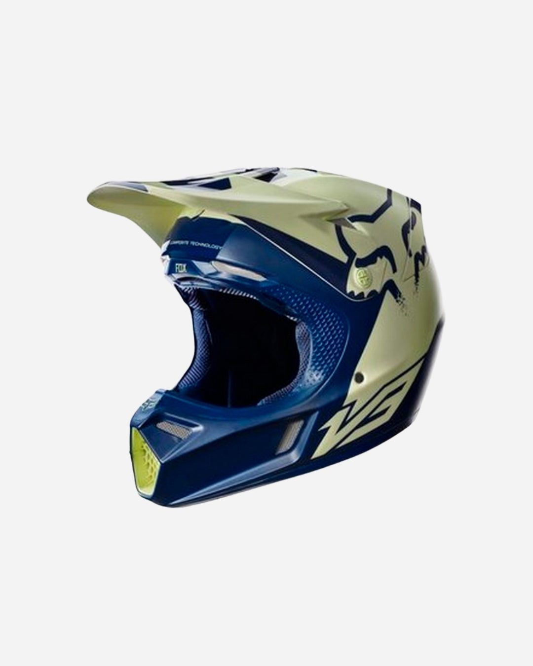 Casque Fox Racing V3 Libra Édition Limitée - Bleu marine/Jaune