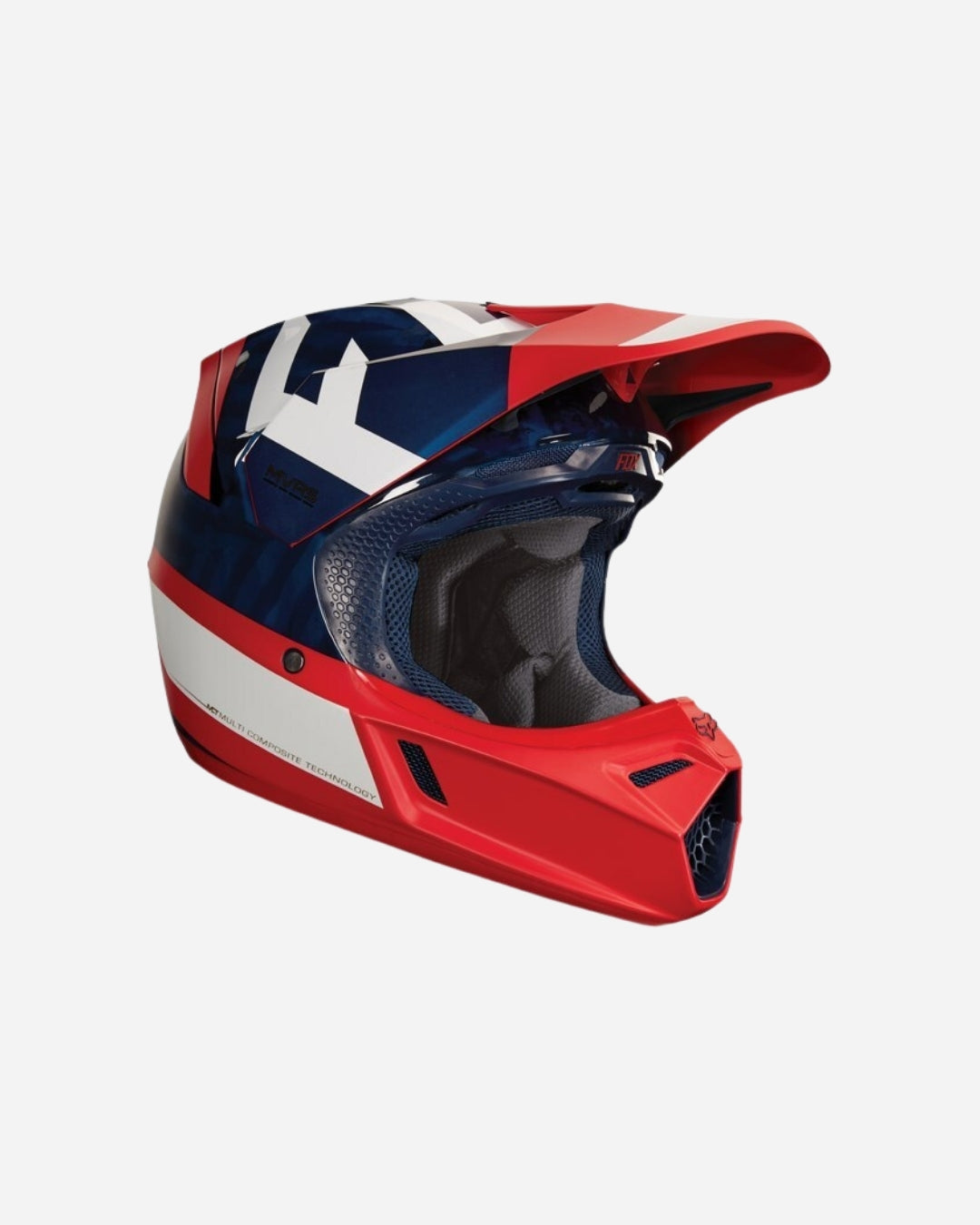 Casque Fox Racing V3 Preest - Bleu marine/Rouge