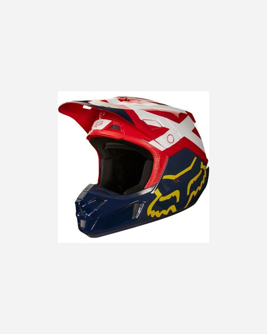 Casque Fox Racing V2 Preme - Bleu marine/Rouge