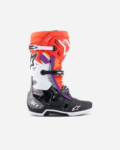 Bottes Alpinestars Tech 10 - Noir/Rouge Fluo/Orange Fluo/Blanc
