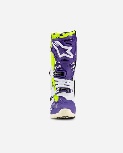 Bottes Alpinestars Tech 10 Dirt Studios® Édition Limitée - Blanc/Violet/Jaune fluo
