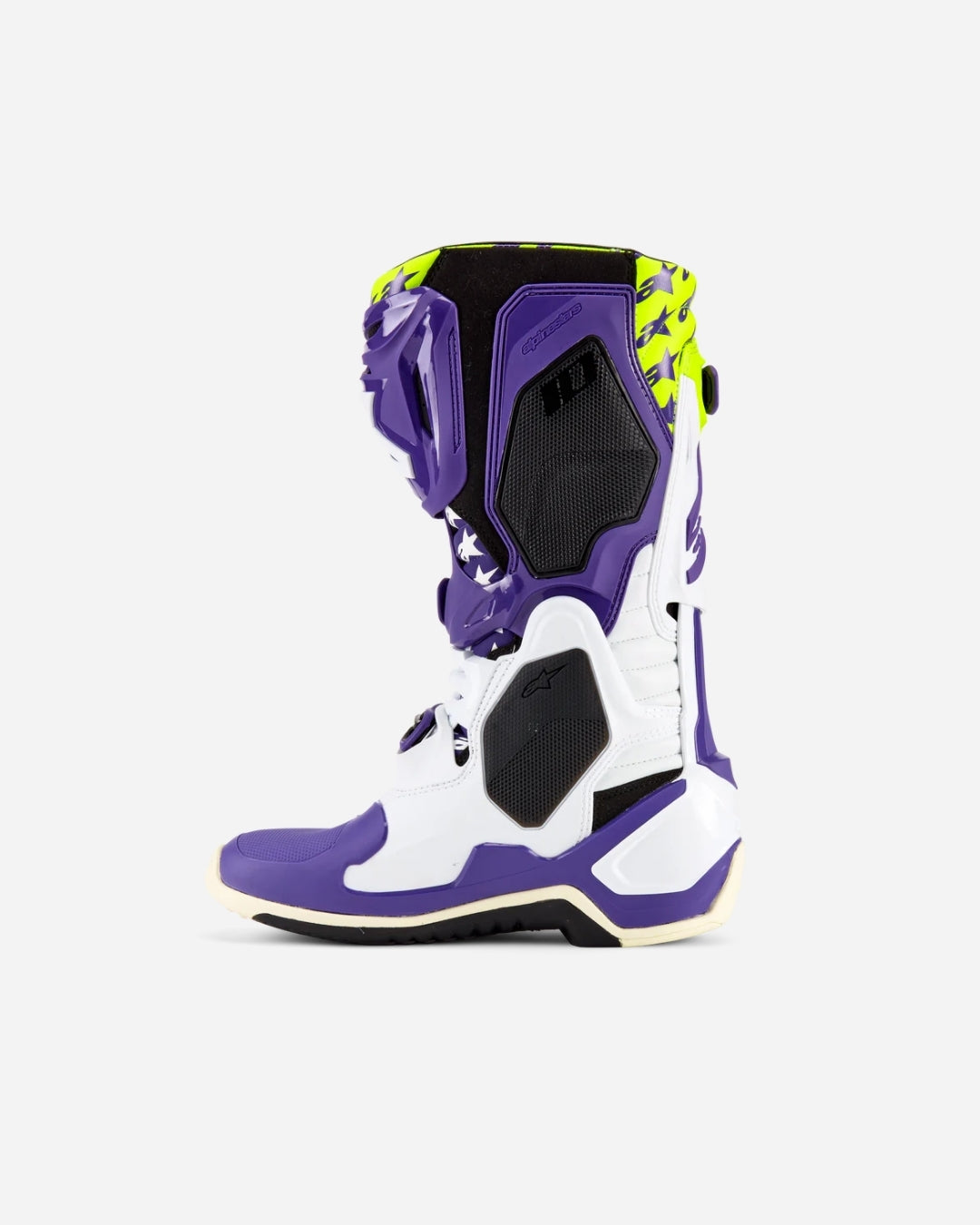 Bottes Alpinestars Tech 10 Dirt Studios® Édition Limitée - Blanc/Violet/Jaune fluo