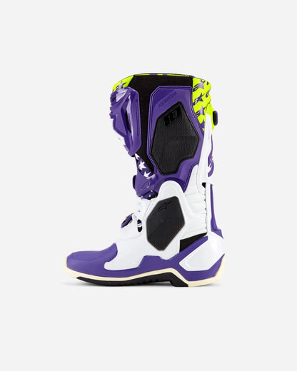 Bottes Alpinestars Tech 10 Dirt Studios® Édition Limitée - Blanc/Violet/Jaune fluo
