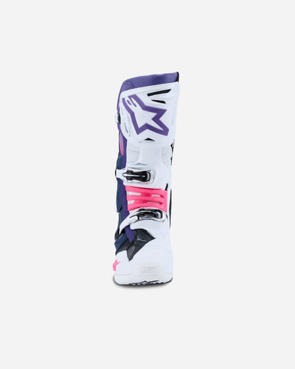 Bottes Alpinestars Tech 10 - Blanc/Violet/Bleu marine/Rose Fluo