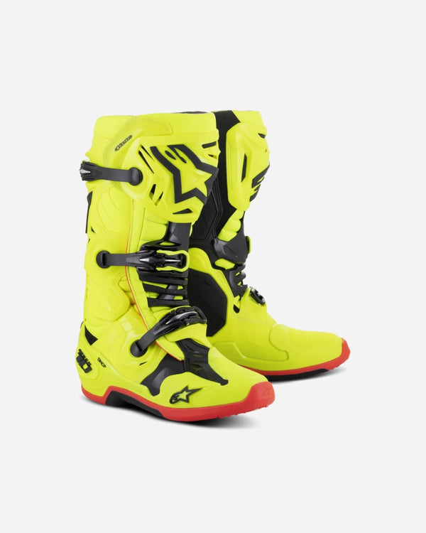 Stivali Alpinestars Tech 10 - Giallo fluorescente/Nero/Rosso fluorescente