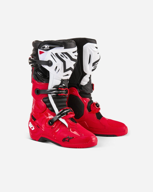 Enduro Alpinestars Tech 10 - Rouge vif/Noir/Blanc