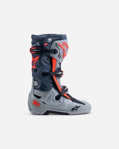 Alpinestars Tech 10 Enduro Stiefel - Mittelgrau/Dunkelgrau/Rot Fluo