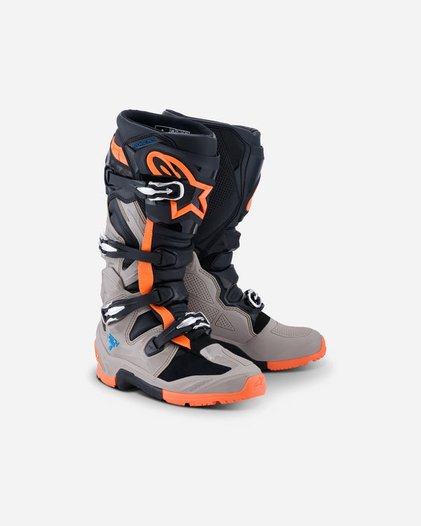 Alpinestars Tech 7 Enduro-Bike – Schwarz/Warmgrau/Fluoreszierendes Orange