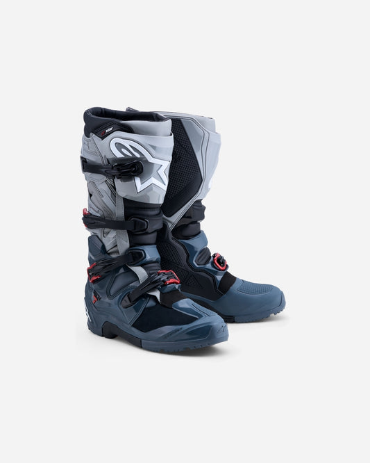 Stivali Alpinestars Tech 7 Enduro Drystar - Grigio scuro/Grigio medio/Rosso brillante