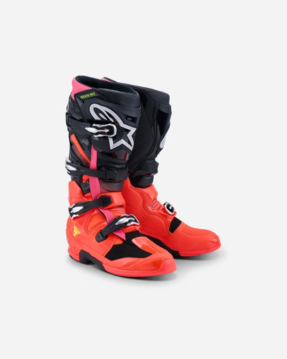 Bottes Alpinestars Tech 7 - Noir/Rouge Fluo/Rose Fluo
