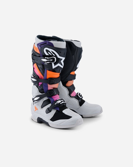 Bottes Alpinestars Tech 7 - Noir/Gris clair/Orange Fluo/Magenta