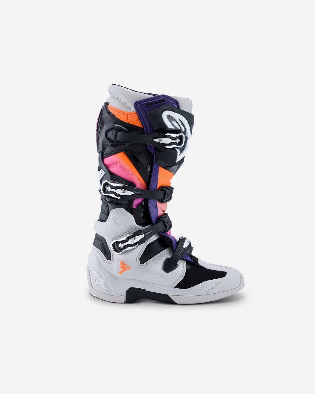 Bottes Alpinestars Tech 7 - Noir/Gris clair/Orange Fluo/Magenta