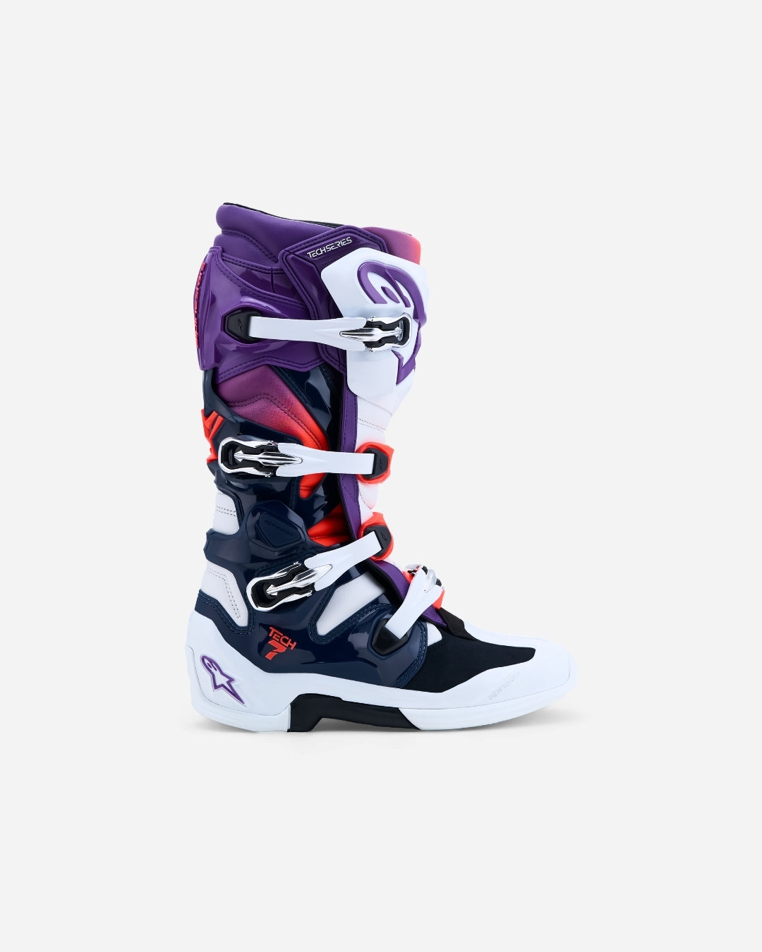 Stivali Alpinestars Tech 7 - Viola/Bianco/Blu Scuro/Rosso Fluo