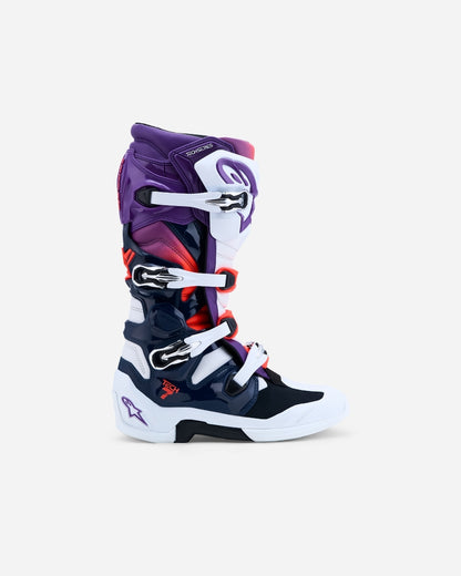 Stivali Alpinestars Tech 7 - Viola/Bianco/Blu Scuro/Rosso Fluo