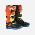 Stivali Alpinestars Tech 3S per bambini - Arancione fluorescente/Blu smalto/Giallo fluorescente