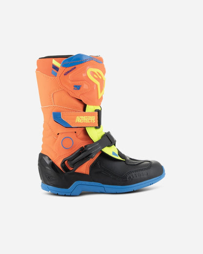 Bottes enfant Alpinestars Tech 3S - Orange Fluo/Bleu émail/Jaune Fluo