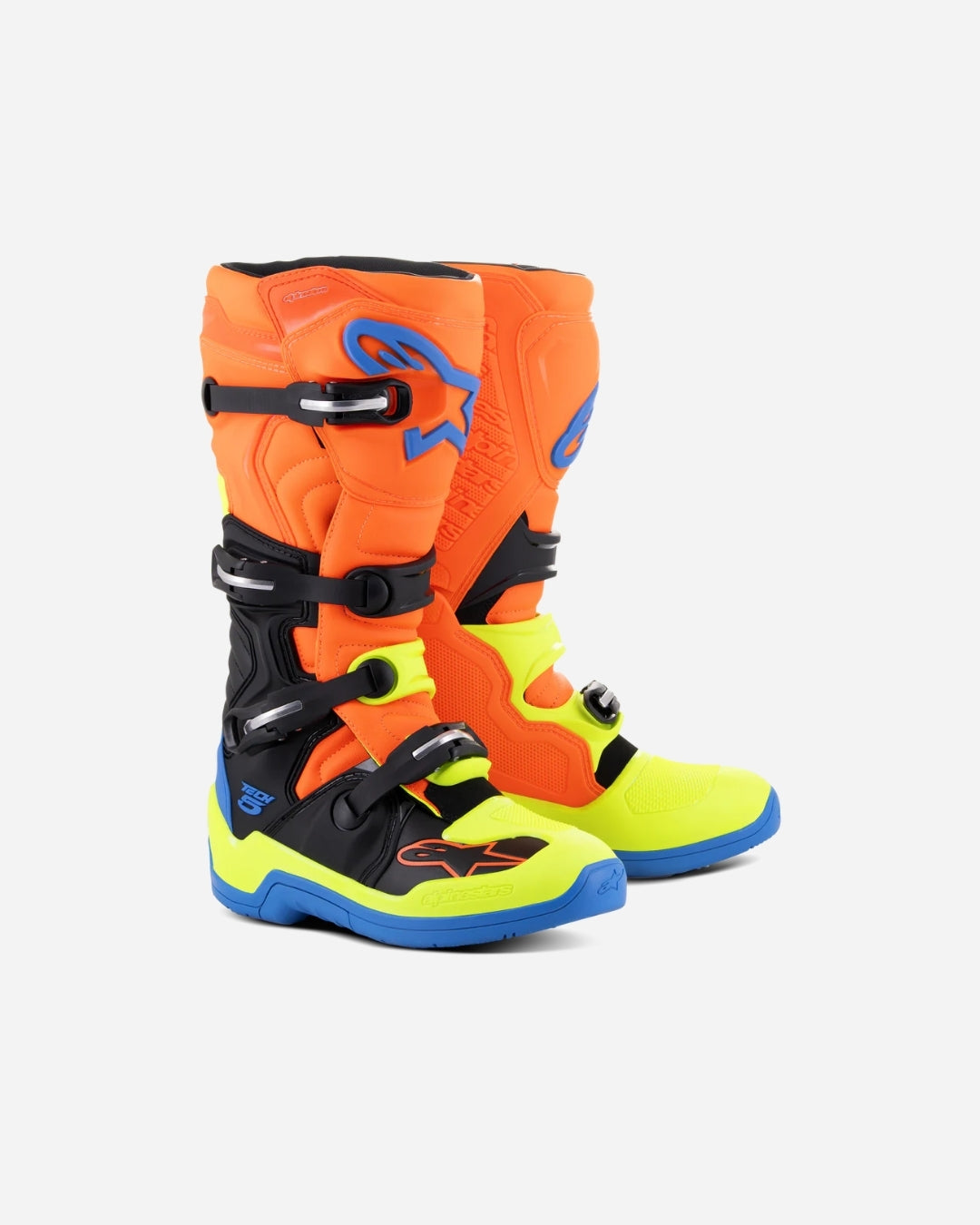 Bottes Alpinestars Tech 5 - Orange Fluo/Bleu émail/Jaune Fluo