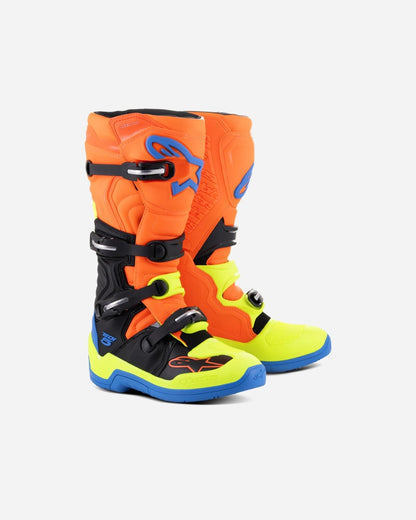 Bottes Alpinestars Tech 5 - Orange Fluo/Bleu émail/Jaune Fluo
